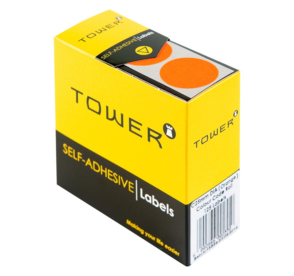 Tower C25 Orange Colour Code Labels – Rolls