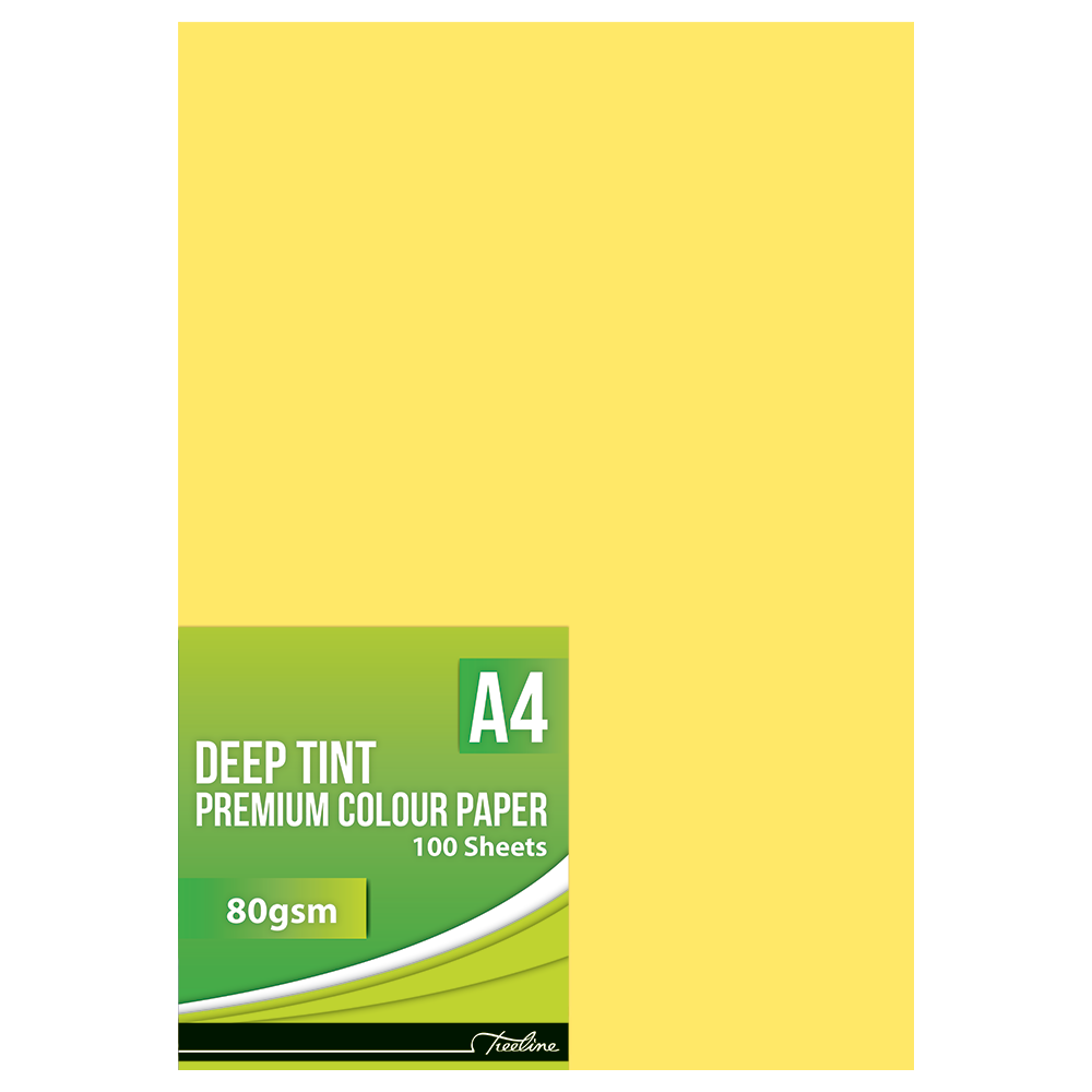 Treeline A4 80gsm Bright Paper - LEMON (Pkt-100)